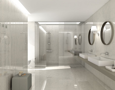Porcelain tile bathroom flooring